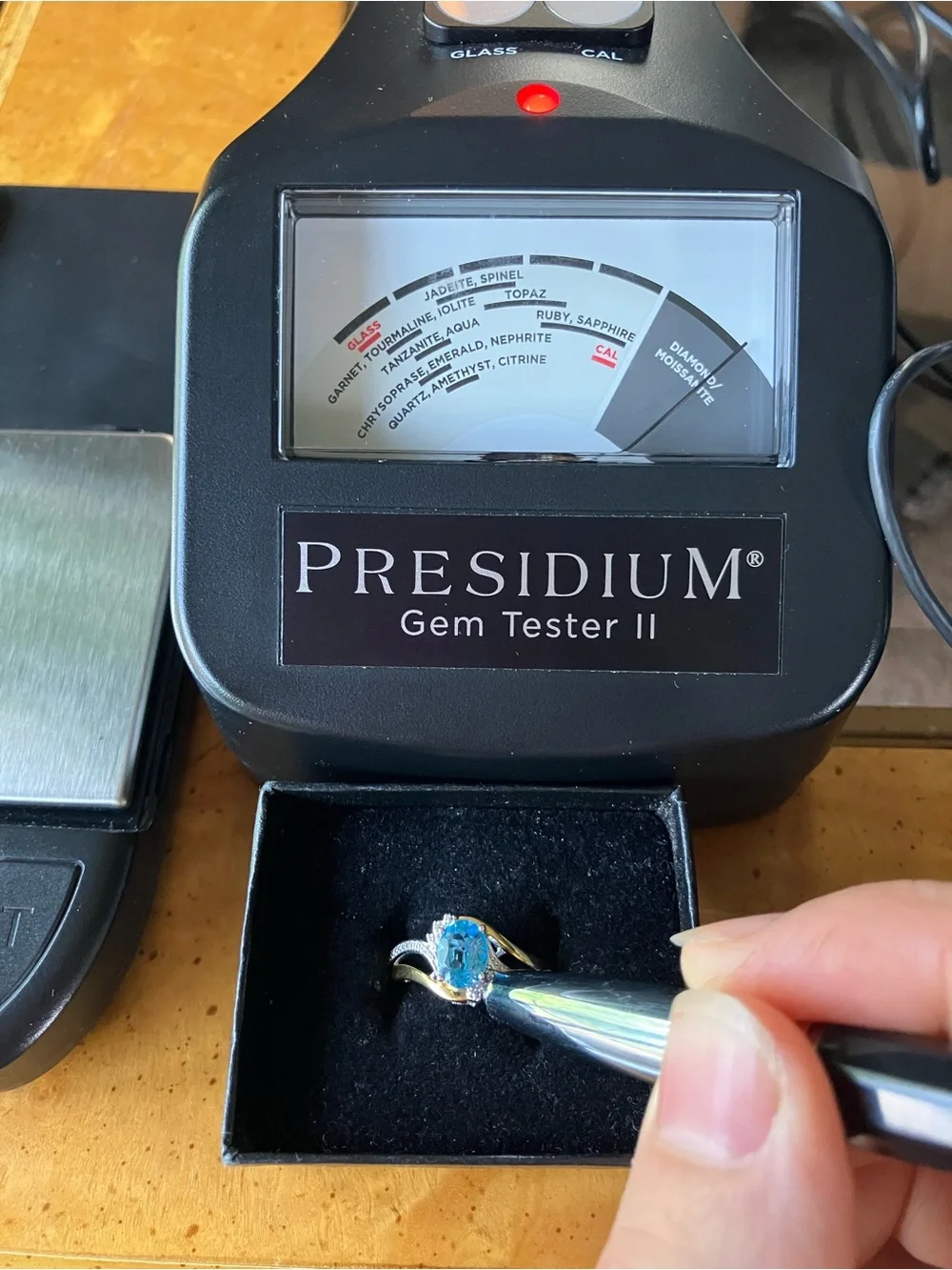 Swiss Blue Topaz White Diamond Ring Size 9